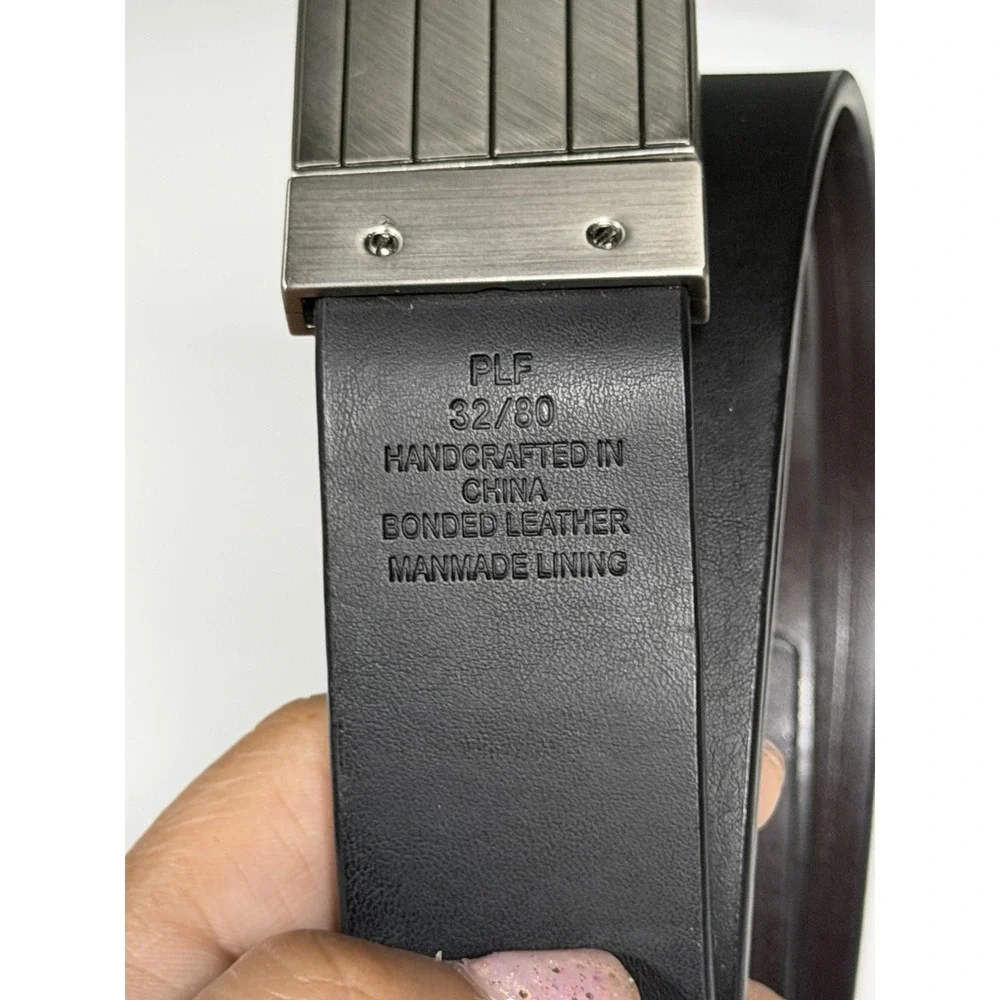 Kenneth Cole Reaction Reversible Belt Black Brown Leather Mens Size 32 A1-0103